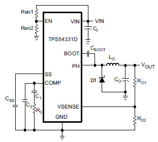 Texas Instruments nonsynchronous buck converter TPS54331